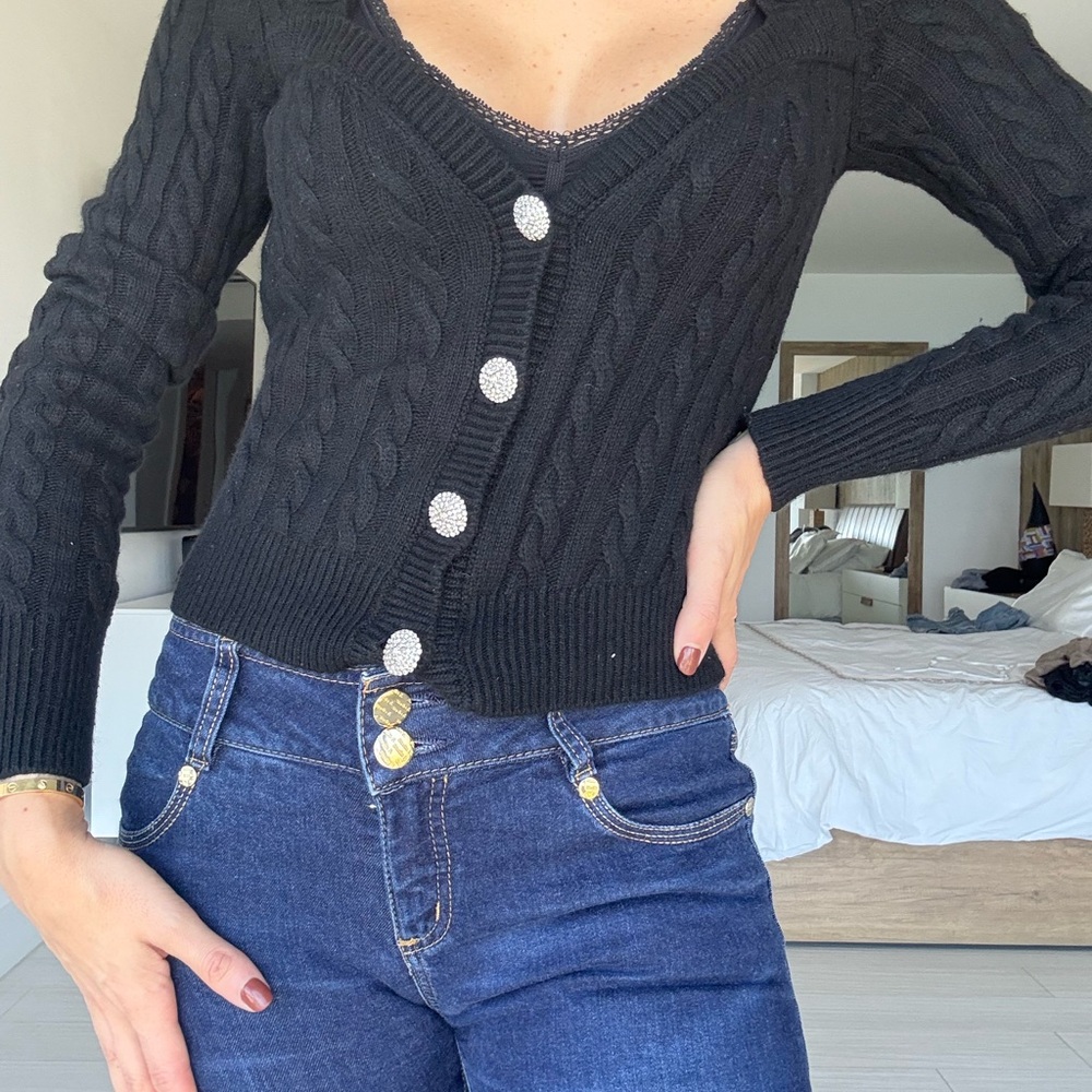 Ronny Kobo Sweater Knit Top Black Small